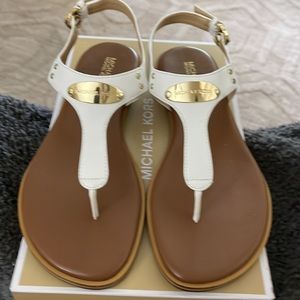 New. Michael Kors White Leather Sandals. Size 7.5. Never Worn